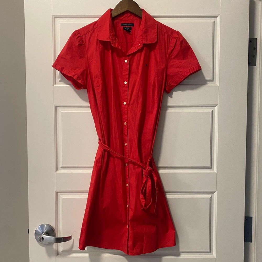 Tommy Hilfiger Factory Shirt Dress NWOT Size Large Hilfiger Red